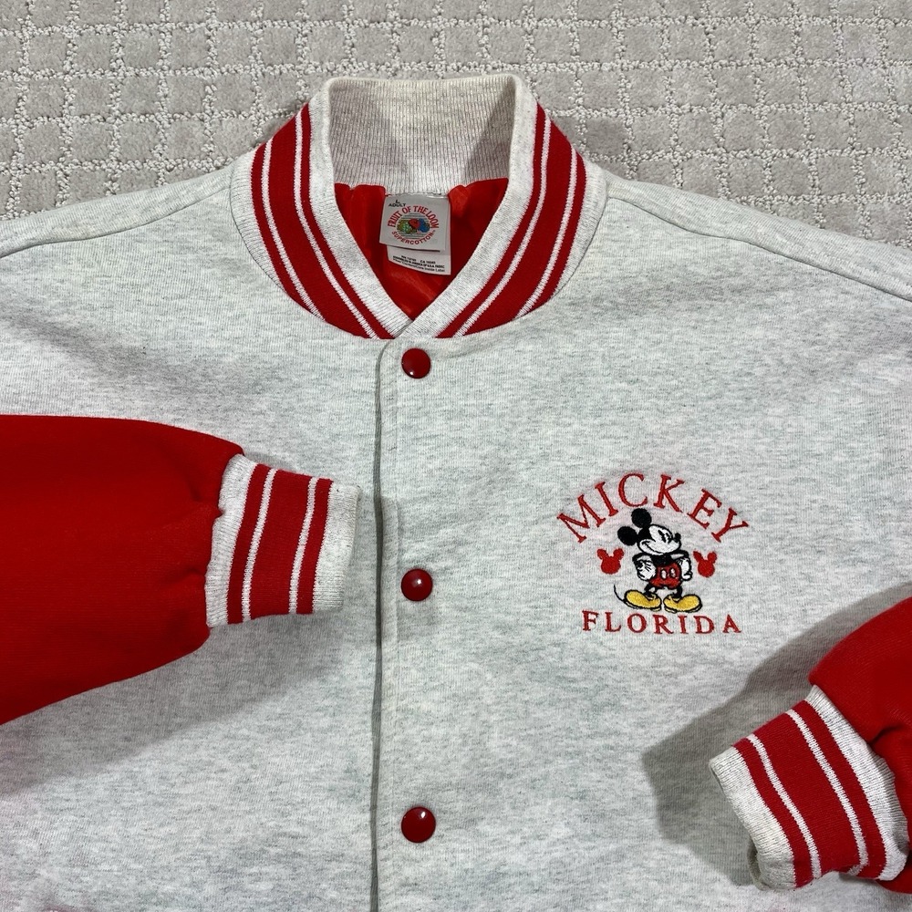 VTG 90s Mickey Mouse Florida Size Large Walt Disney Sweatshirt Varsity Jacket - Picture 3 of 8